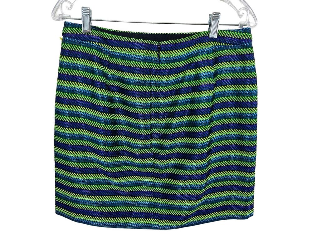 J.CREW Pleated Mini Skirt Blue Green Shiny Metallic Lined Textured 10 03990